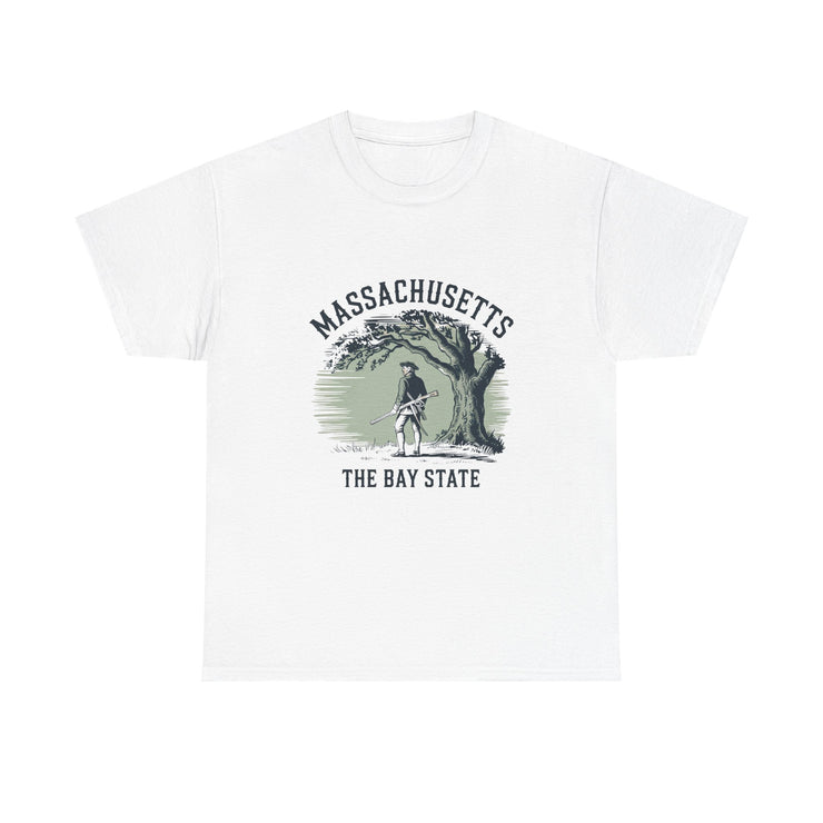 Massachusetts Vintage Unisex Heavy Cotton Tee, Rustic State T-Shirt, Travel Souvenir, Casual Wear, Gift for Locals and Tourists