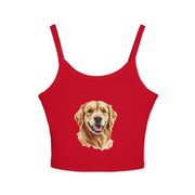 Golden Retriever Dog Lover's Spaghetti Strap Tank Top, Cute Pet Apparel, Gift for Dog Moms, Summer Top, Animal Lover Shirt