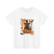 Halloween Cat Tee, Unisex Heavy Cotton Tee, Spooky Season Shirt, Fall Festivity Apparel, Pumpkin Lover Gift