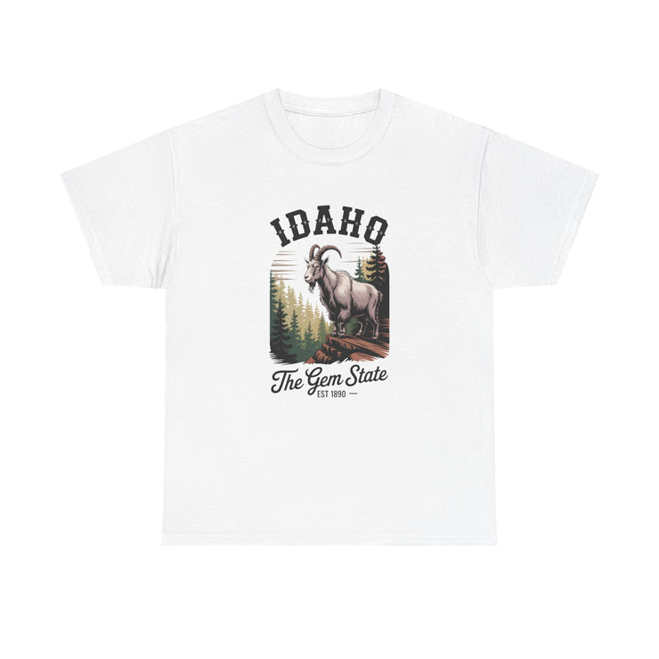 Idaho Gem State Tee, Unisex Heavy Cotton Shirt, Vintage Idaho Style T-Shirt, Nature Lover Apparel, Gift for Idaho Residents, USA States Design