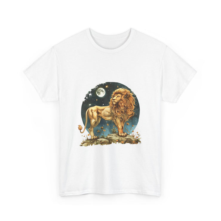 Majestic Lion Tee, Unisex Heavy Cotton Tee, Astrology T-Shirt, Animal Lover Gift, Birthday Present, Casual Style