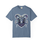 Mystical Ram Graphic Unisex T-shirt, Boho Tee, Astrology Shirt, Spiritual Gift, Festival Wear, Unique Graphic Tee