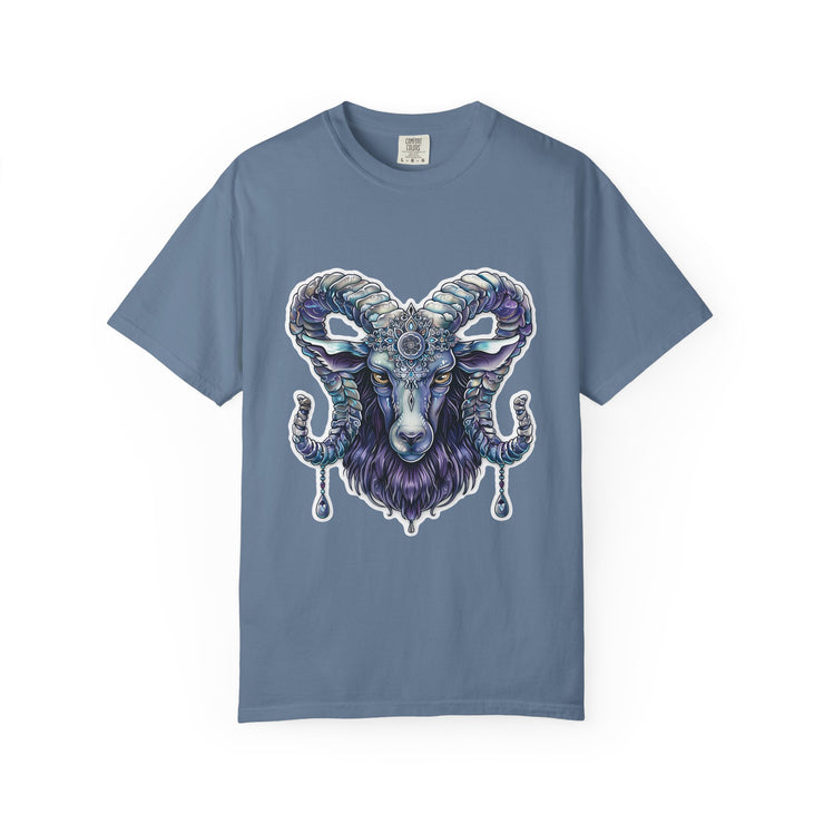 Mystical Ram Graphic Unisex T-shirt, Boho Tee, Astrology Shirt, Spiritual Gift, Festival Wear, Unique Graphic Tee