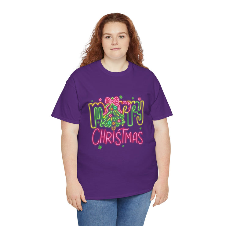 Festive Merry Christmas Tee - Unisex Heavy Cotton T-Shirt, Holiday Shirt, Christmas Gift, Cozy Winter Apparel, Family Gathering Outfit