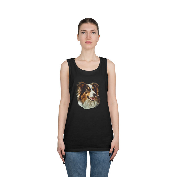 Dog Lover's Unisex Heavy Cotton Tank Top - Cute Pet Art, Custom Gift for Dog Owners, Summer Casual Wear, Animal Lover Apparel