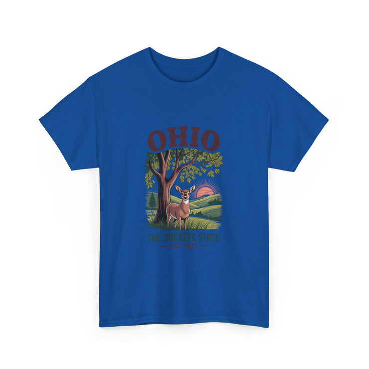 Ohio Vintage Graphic Tee, Unisex Cotton Shirt, Buckeye State Gift, Nature Lover Tee, Casual Wear, Ohio Pride Clothing, USA States Design