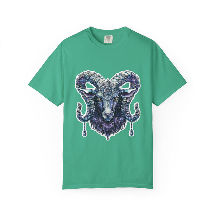 Mystical Ram Graphic Unisex T-shirt, Boho Tee, Astrology Shirt, Spiritual Gift, Festival Wear, Unique Graphic Tee