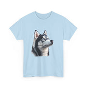 Siberian Husky Heavy Cotton Tee, Cozy Dog Lover Shirt, Unisex Graphic Tee, Pet Owner Gift, Cute Animal Apparel