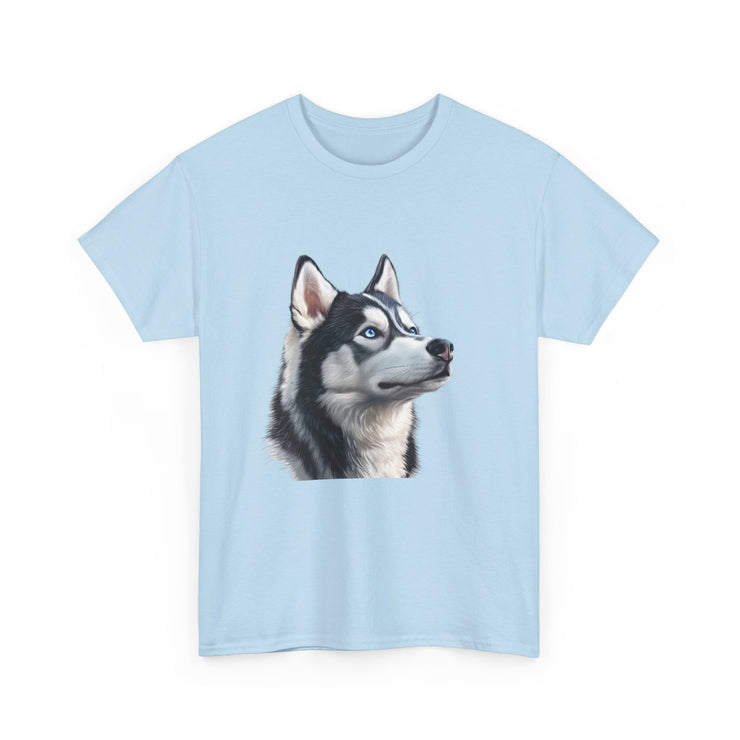 Siberian Husky Heavy Cotton Tee, Cozy Dog Lover Shirt, Unisex Graphic Tee, Pet Owner Gift, Cute Animal Apparel