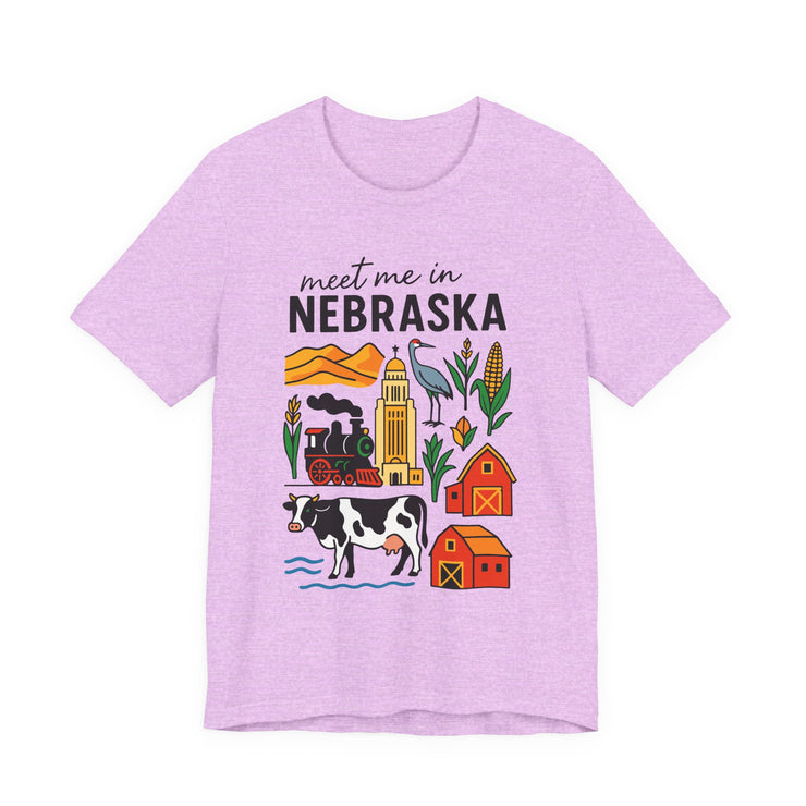 Nebraska Graphic Tee, Unisex Jersey Short Sleeve Tee, Souvenir Shirt, USA States Design