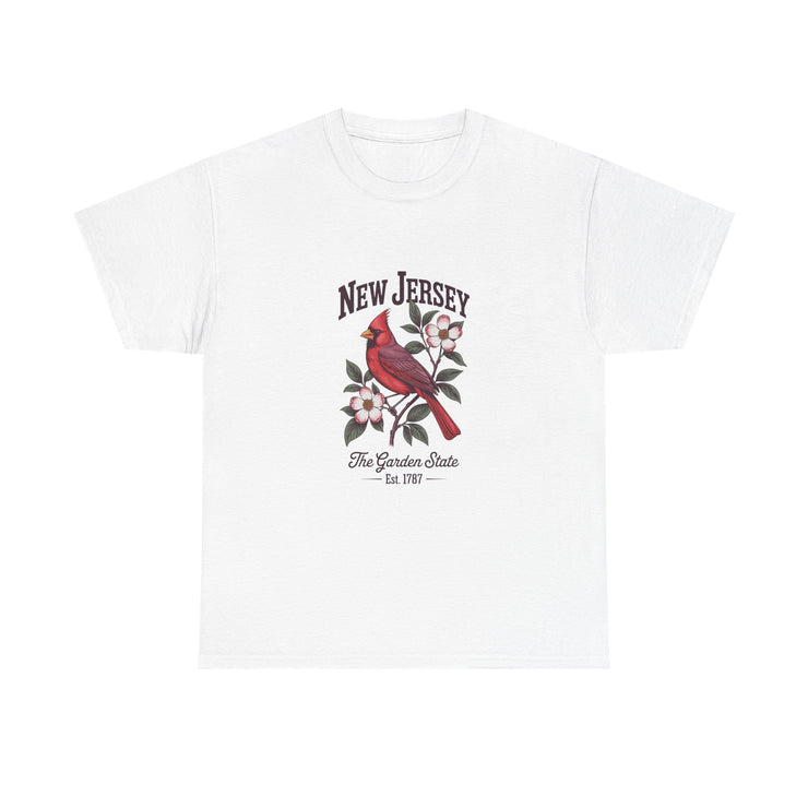 New Jersey Cardinal Tee, Vintage Style T-Shirt, Unisex Cotton Tee, Garden State Gift, Bird Lover Apparel, Casual Wear, USA States Design