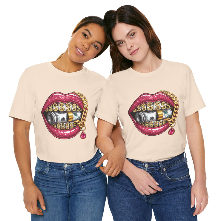 Glamorous Money Lips Tee, Trendy Graphic Shirt, Fashion Statement Tee, Gift for Her, Casual Streetwear