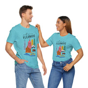Illinois Graphic Tee | Unisex Short Sleeve T-Shirt, Illinois Souvenir Shirt, Travel Gift, Casual Wear, USA States Design