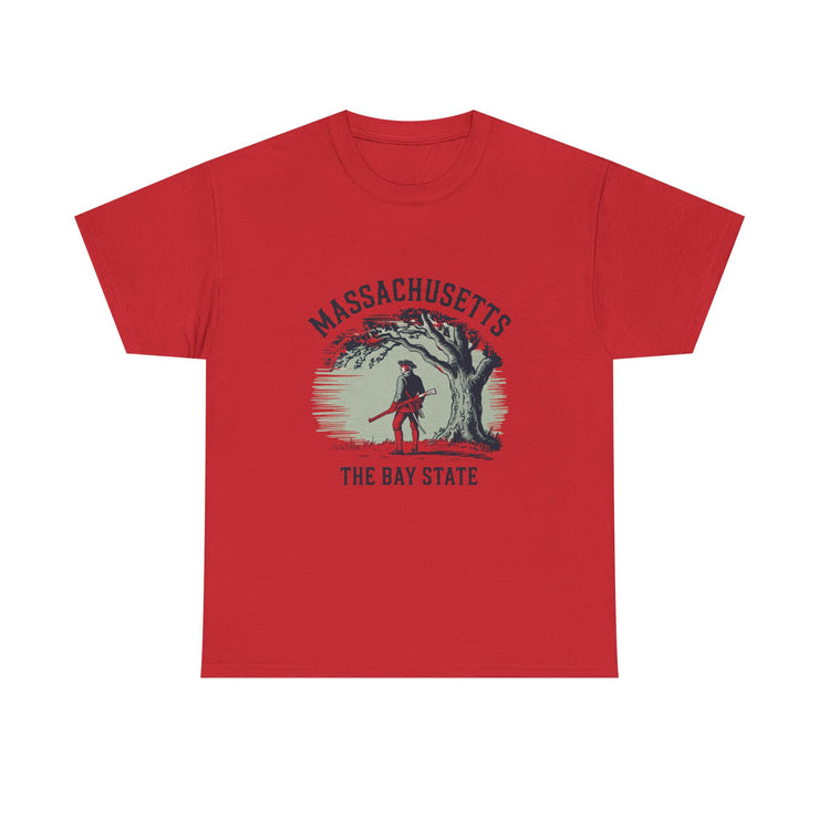 Massachusetts Vintage Unisex Heavy Cotton Tee, Rustic State T-Shirt, Travel Souvenir, Casual Wear, Gift for Locals and Tourists