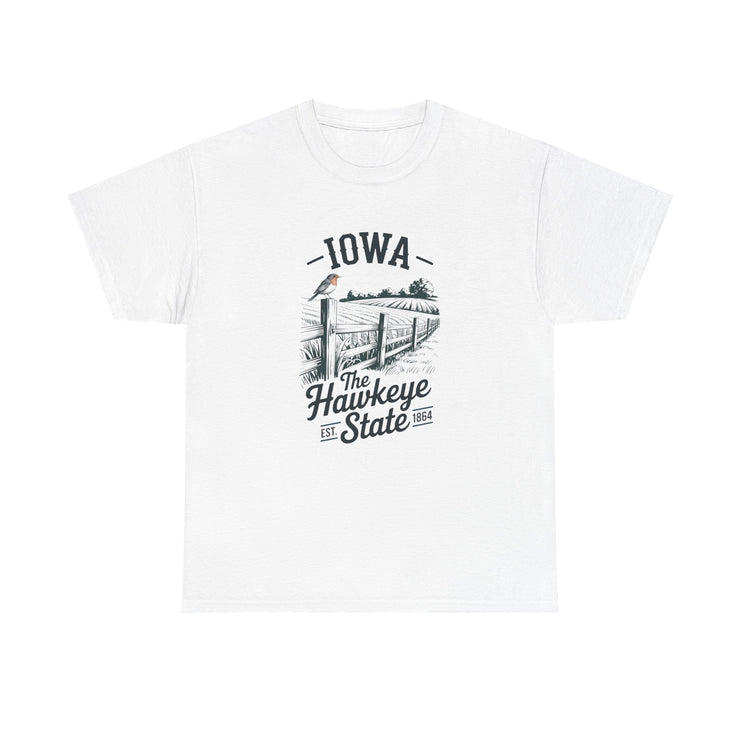 Iowa The Hawkeye State T-Shirt, Vintage Style Tee, Unisex Cotton Shirt, Iowa Pride Gift, USA States Design