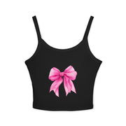 Pink Bow Spaghetti Strap Tank Top, Cute Summer Top, Women’s Fashion, Gift for Her, Casual Outfit, Beachwear