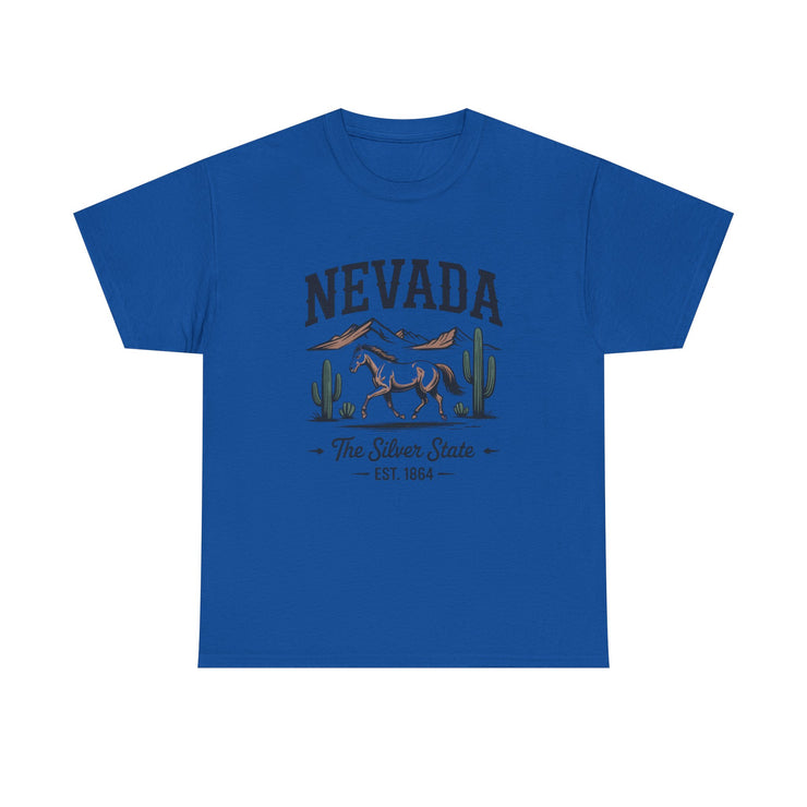 Nevada Graphic Unisex Heavy Cotton Tee, Casual Wear, State Pride Shirt, Travel Gift, Summer Clothing, USA States Design