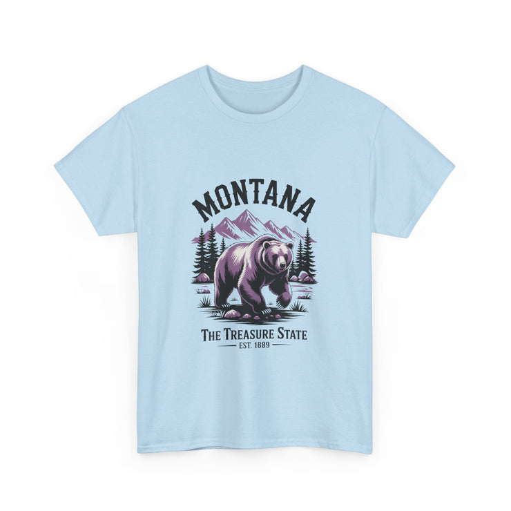 Montana Bear Graphic Tee | Unisex Heavy Cotton Tee, Adventure Shirt, Nature Lover Gift, Hiking Apparel, Travel Tee, Wilderness Wear, USA States Design