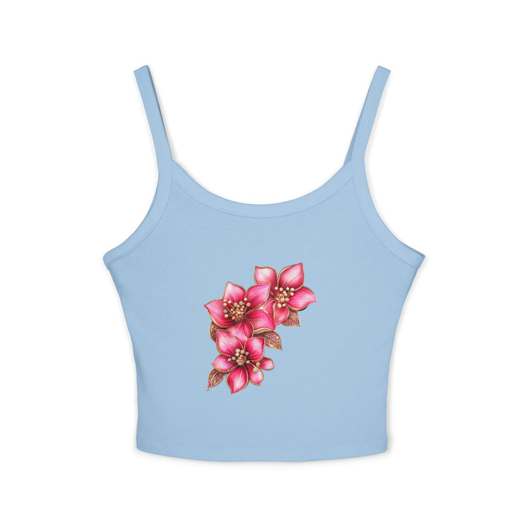 Floral Women's Spaghetti Strap Tank Top, Summer Casual Wear, Beach Outfit, Gift for Her, Festival Clothing, Spring Fashion