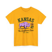 Kansas Sunflower State Tee, Unisex Heavy Cotton T-Shirt, Gift for Kansas Lovers, Cute State Pride Shirt, Fun Souvenir, Everyday Wear