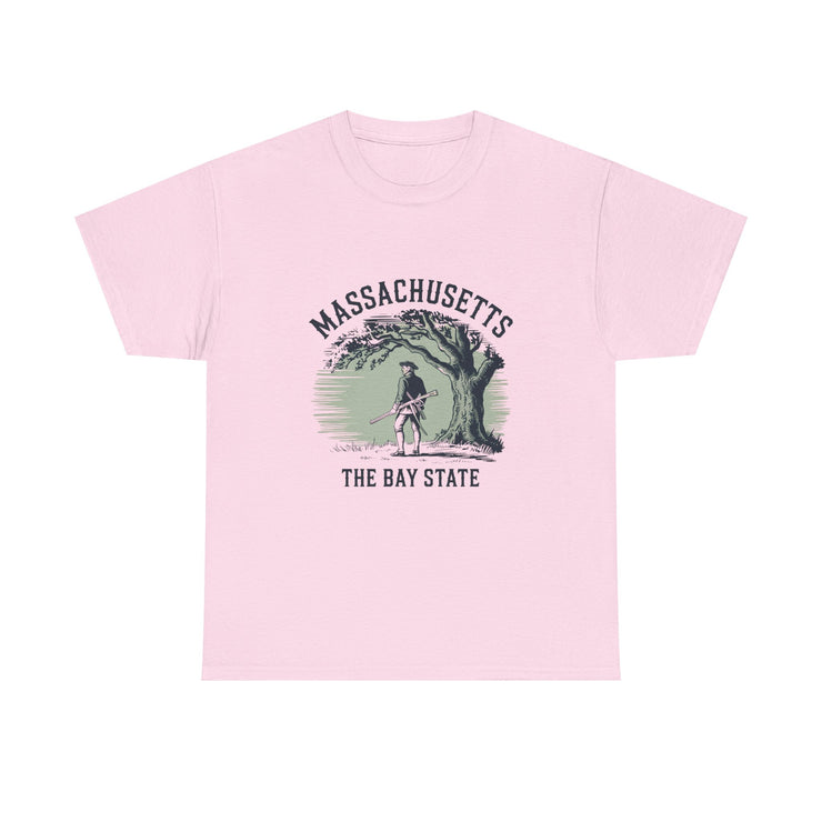 Massachusetts Vintage Unisex Heavy Cotton Tee, Rustic State T-Shirt, Travel Souvenir, Casual Wear, Gift for Locals and Tourists