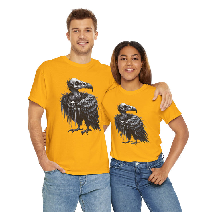 Gothic Vulture Tee, Unisex Heavy Cotton T-Shirt, Edgy Graphic Shirt for Music Lovers, Halloween T-Shirt, Alternative Fashion