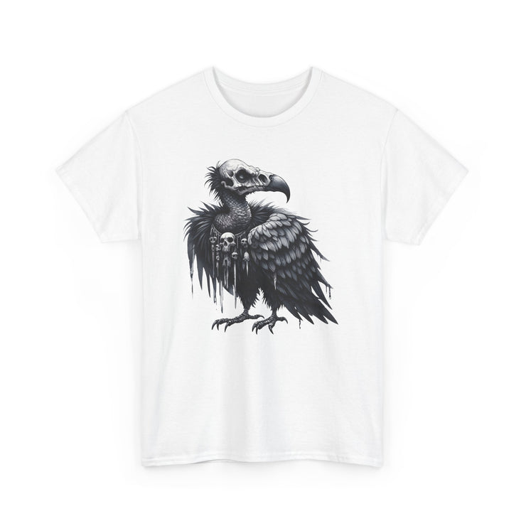 Gothic Vulture Tee, Unisex Heavy Cotton T-Shirt, Edgy Graphic Shirt for Music Lovers, Halloween T-Shirt, Alternative Fashion