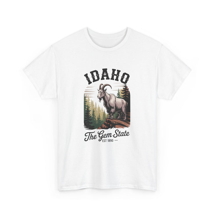 Idaho Gem State Tee, Unisex Heavy Cotton Shirt, Vintage Idaho Style T-Shirt, Nature Lover Apparel, Gift for Idaho Residents, USA States Design