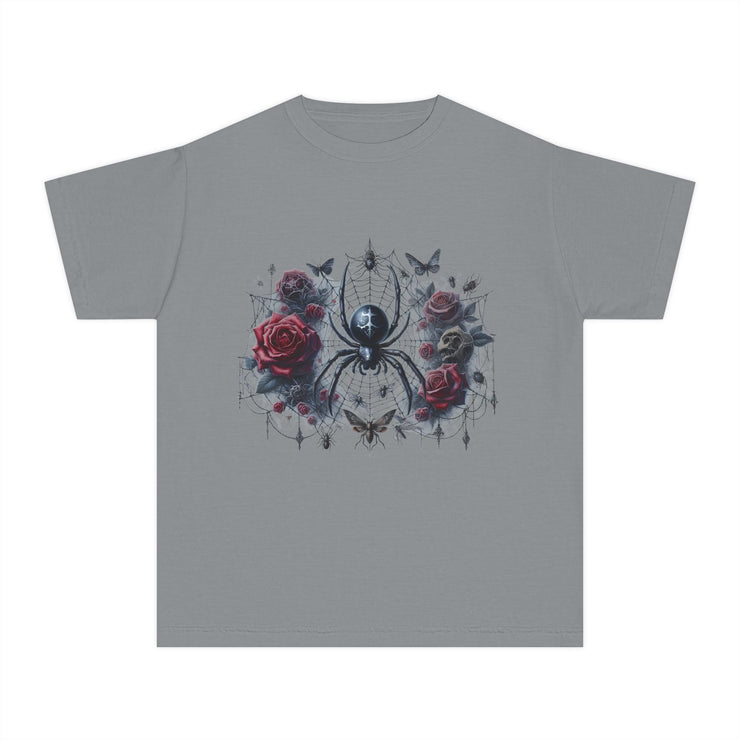 Gothic Spider Youth Tee - Cool Graphic Shirt for Teens, Alternative Fashion, Halloween Costume, Unique Gift, Everyday Wear