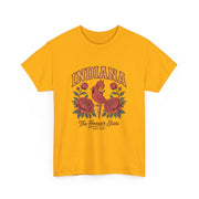 Indiana Floral T-Shirt, Unisex Heavy Cotton Tee for Hoosier State Lovers, Casual Wear, Gift for Indiana Residents, Summer Style