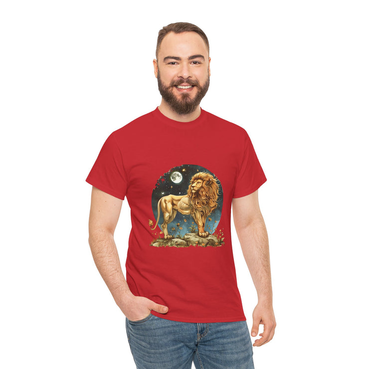 Majestic Lion Tee, Unisex Heavy Cotton Tee, Astrology T-Shirt, Animal Lover Gift, Birthday Present, Casual Style