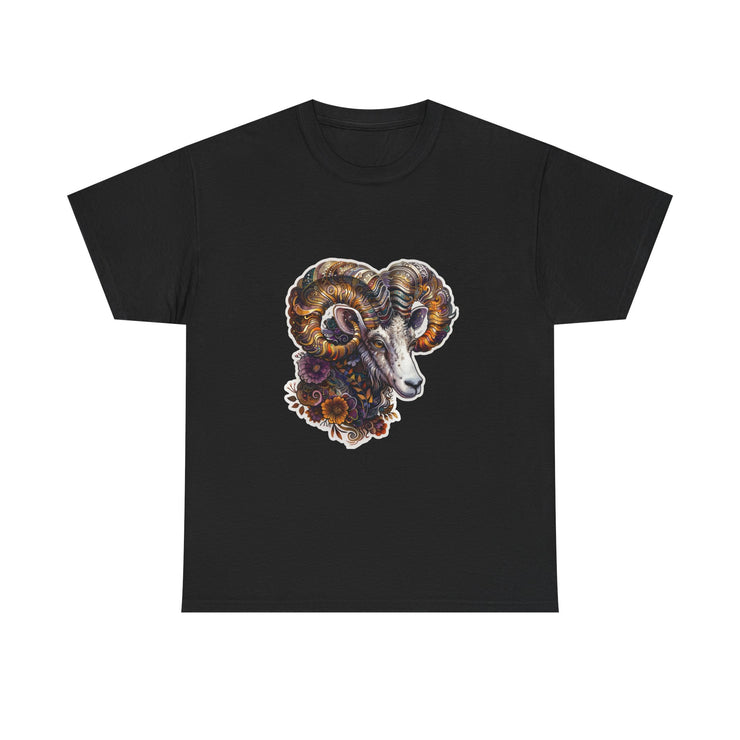 Bohemian Ram Graphic Tee, Casual Apparel, Gift for Animal Lovers, Festival Wear, Unisex T-Shirt, Nature-Inspired Clothing
